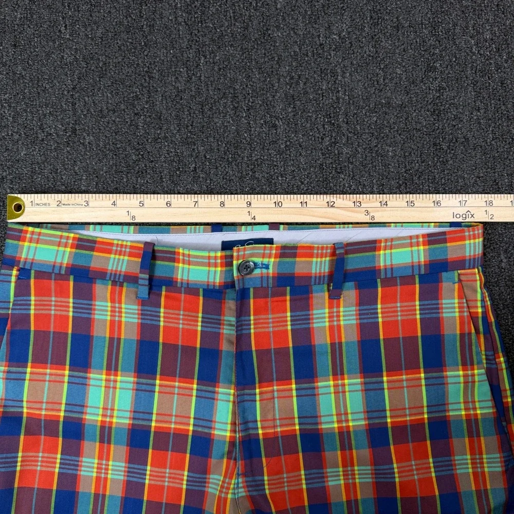 Jack Nicklaus Mens Plaid Golf Shorts Multicolor Performance Flat Front 36